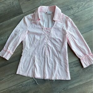 Light Pink Lace-Up Blouse